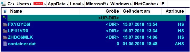 Windows 10: Ist der Windows Caches-Ordner mit der Verknüpfung Temporary Internet File...