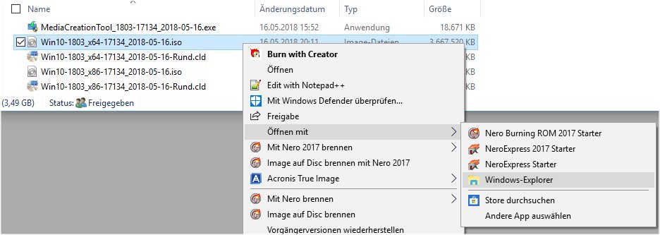 WIN 10 Update 1803 bricht die Konfiguration immerwieder ab