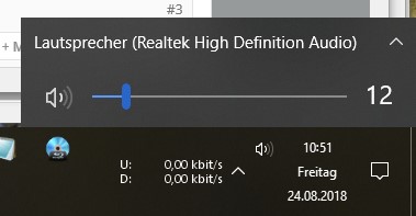 Windows 10 - Update Mai: Lautstärke-Anzeige/Regelung links oben