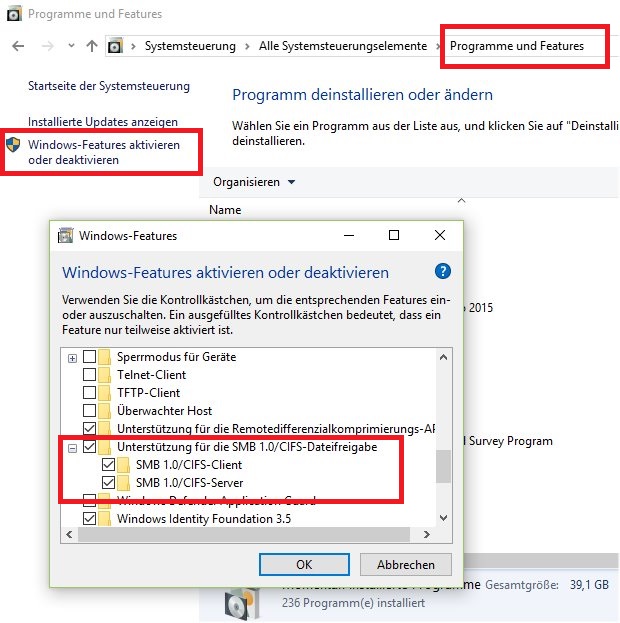 SMB 1 Sicherheitsstatus wieder herstellen Home Server und Windows 10