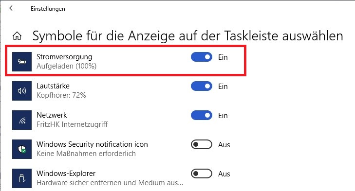 Akkuladezustandsanzeige