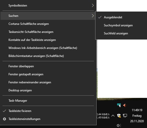 Keine Suchfunktion und kein Startmenü nach Update