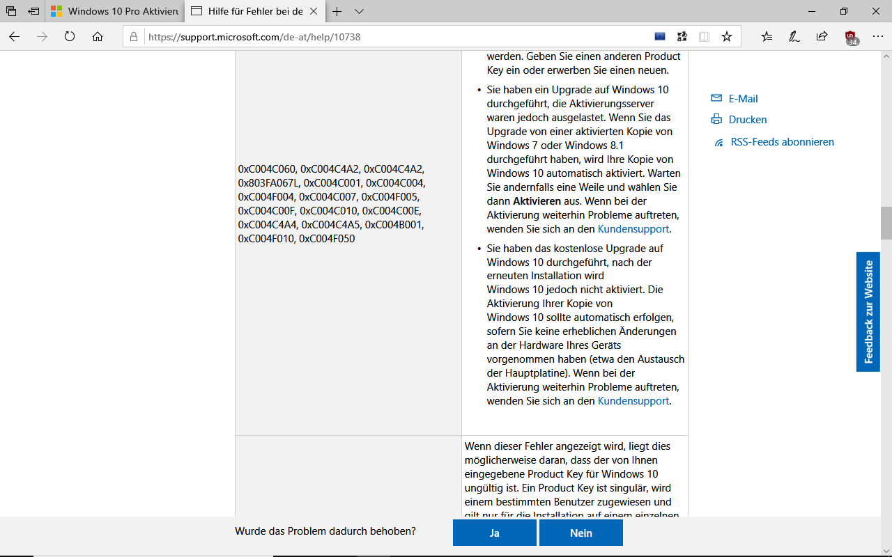 Windows 10 Pro Aktivierungsfehler 0xc004f050