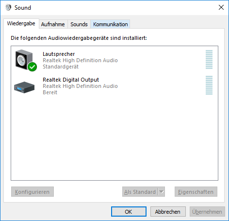 Windows 10 Realtek Audio erkennt Headset und Lautsprecher nur als ein Gerät