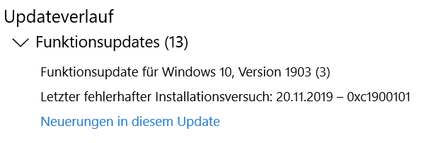 Problem Win 10 Update