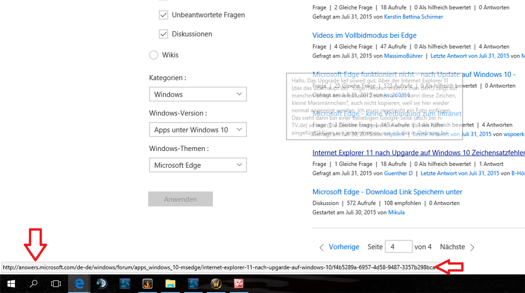 Microsoft Edge Linktext ausblenden