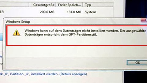 Mac Boot Camp Windows Installation schlägt fehl. Der ausgewählte Datenträger entspricht dem...