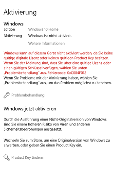 Windows 10  Lizenz-Reaktivierung