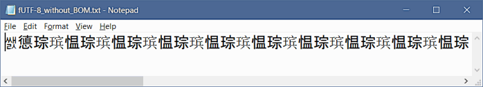 Notepad kann eine Datei codiert in UTF-8 no BOM nicht richtig anzeigen