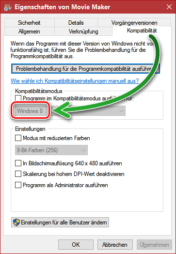 Movie Maker auf WIndows 10 Laptop trotz extra SetUp