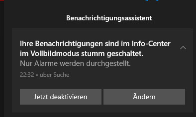 Benachrichtigungsassistent Nur Alarme abschalten