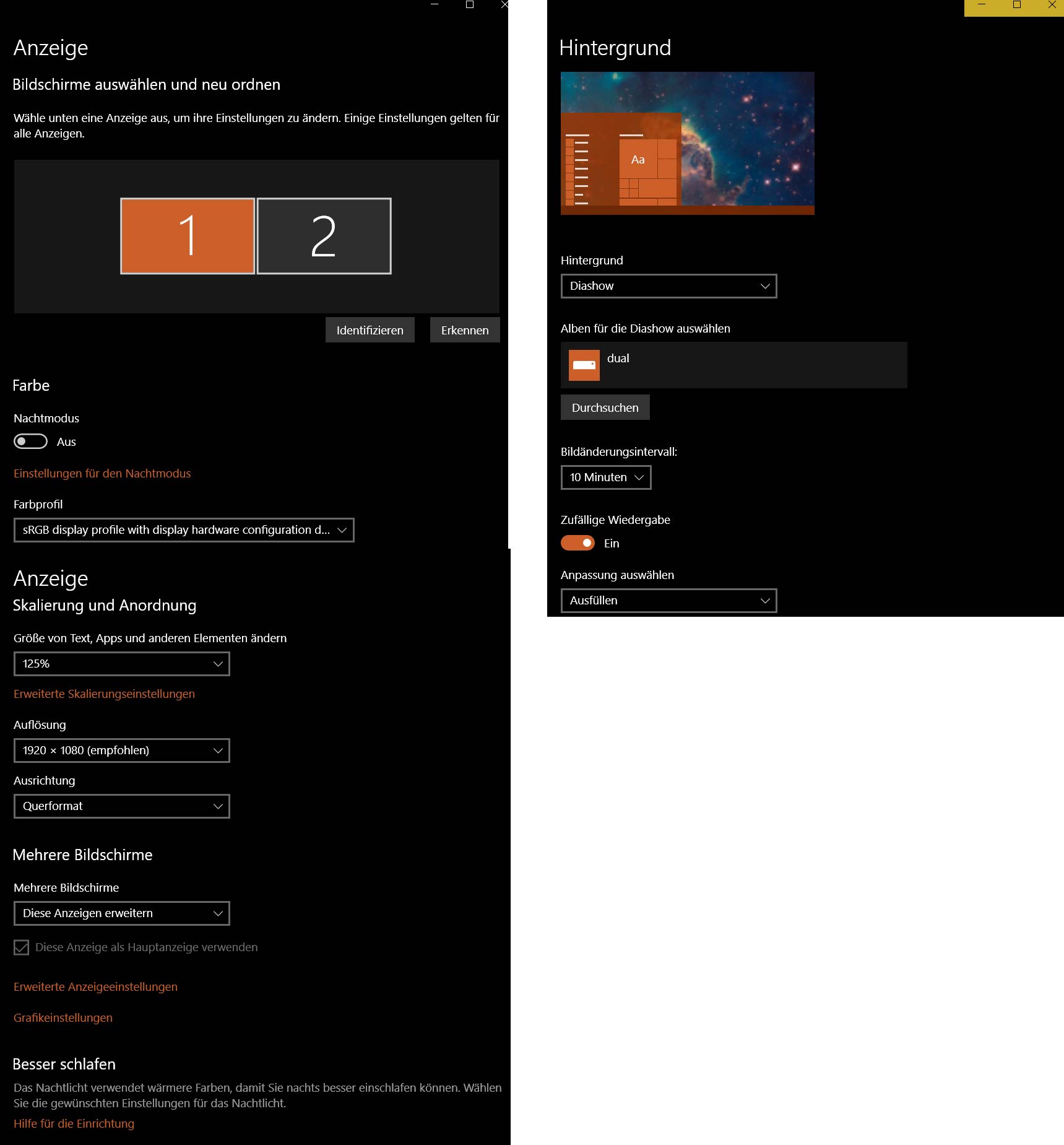 Diashow Win10 wechselt automatisch den Ordner
