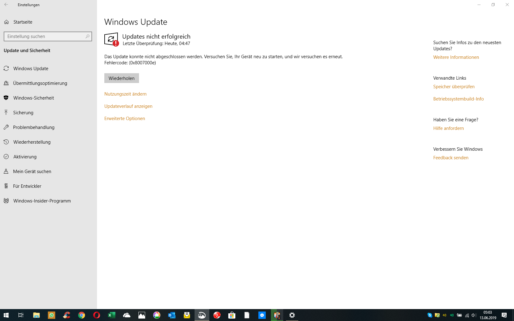 Seit einigen Tagen kann ich absolut kein Update mehr installieren.