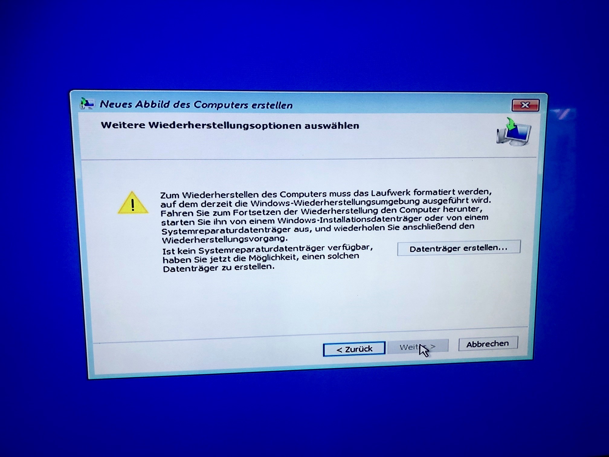Problem bei der Verwendung eines Systemabbildes (Windows 10)