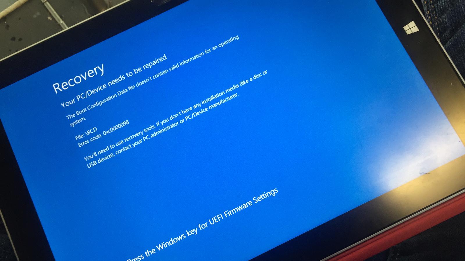 Error code: 0xc0000098