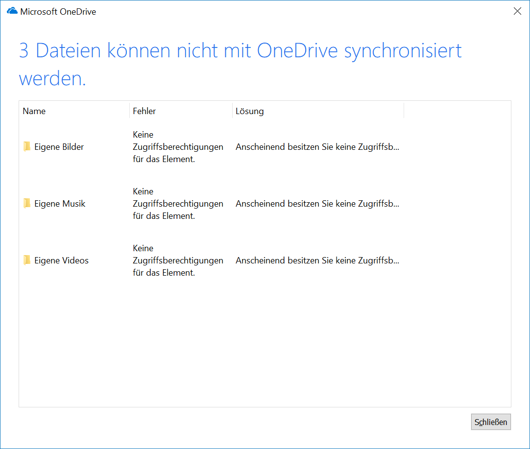 onedrive Fehler