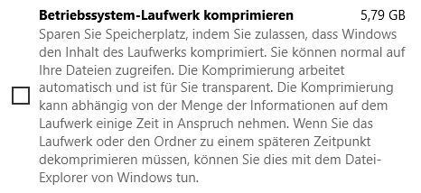 Betriebssystem-Laufwerk komprimieren
