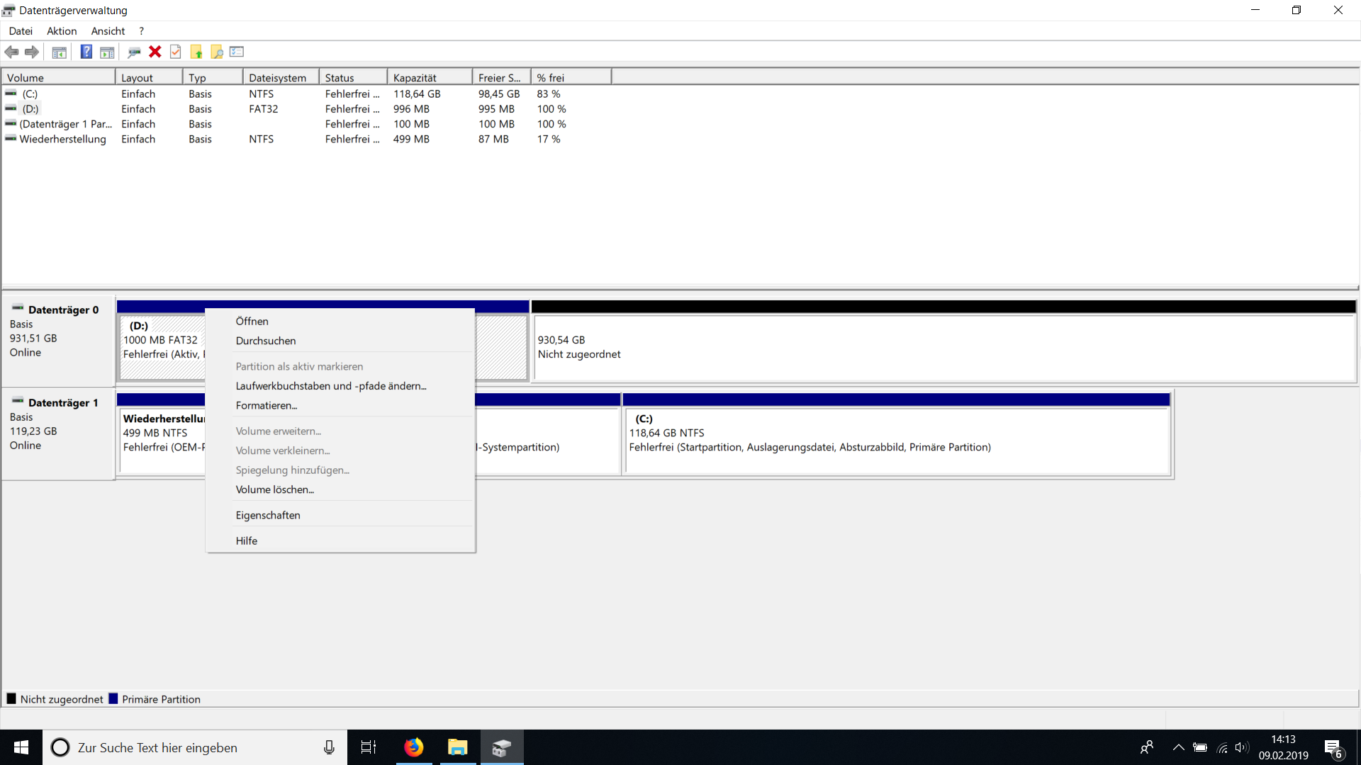 1TB C: Festplatte zeigt nur 1000MB an