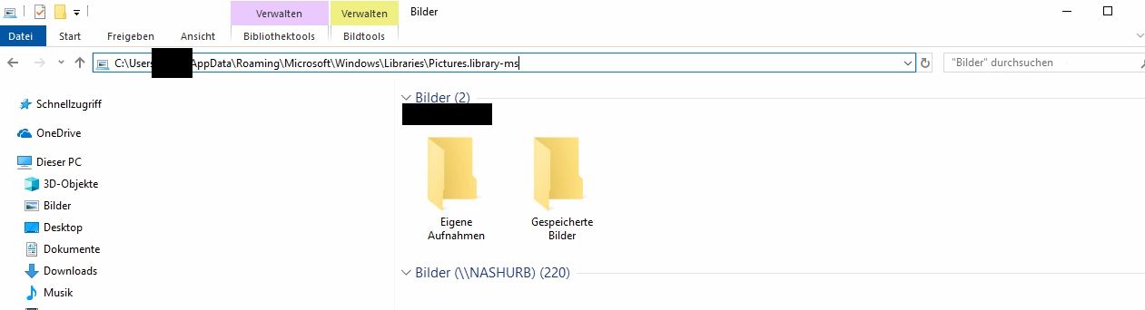 Freigabe von Bibliotheken unter WIN10 / NAS Laufwerk