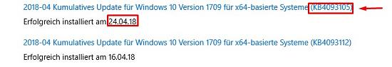 Kummulatives Update für Windows 10 Version 1709 x64-asierte Systeem (KB 4093112)