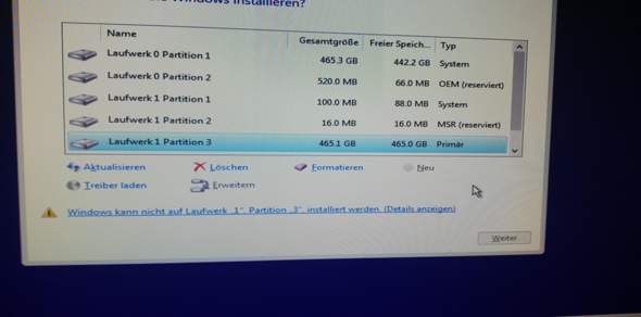 Wie kann ich Windows auf meiner ssd installieren ohne folgendem problem?