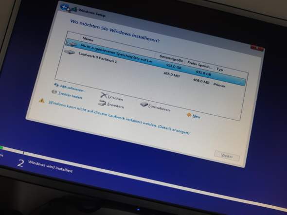 Wwieso kann ich windows nicht installieren?