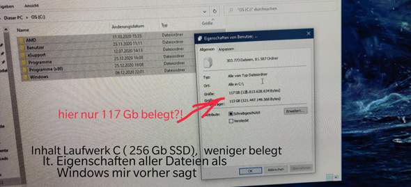 Win10 Festplattenkapazität unterschiedlich?