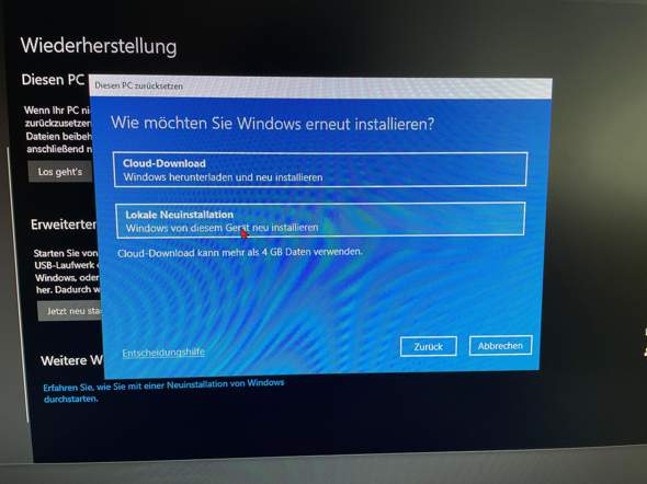 Windows zurücksetzen welche Einstellungen?