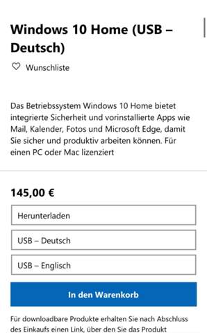 Wieso ist windows 10 bei anderen Seiten so günstig und auf der Microsoft seite so teurer?Wo...