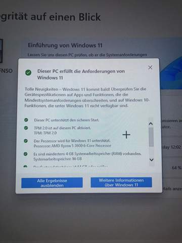 „Pc erfüllt derzeit nicht system anforderungen für windows11?
