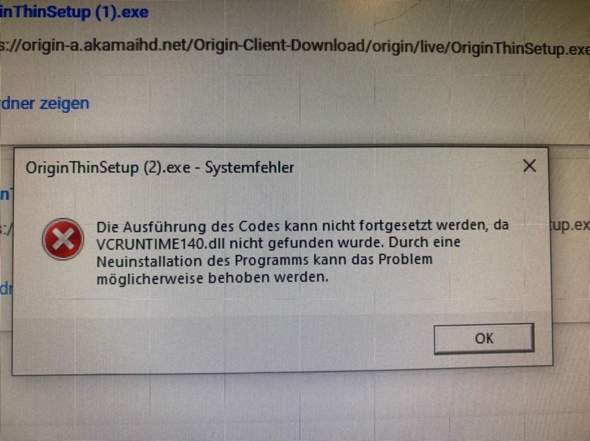 2 Fehlermeldungen beim herunterladen von origin. Was kann das bedeuten?