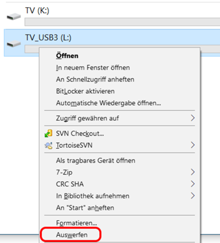 Warum ist "Gerät auswerfen" nicht verfügbar?