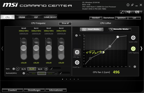 MSI Mainboard B450 A-Pro Command Center spinnt?