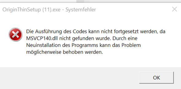 Origin Installation Fehlermeldung?