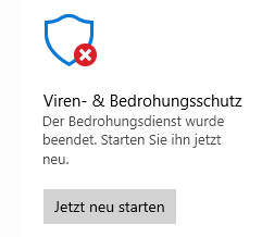 Windows Defender wurde beendet und lässt sich nicht neustarten ?