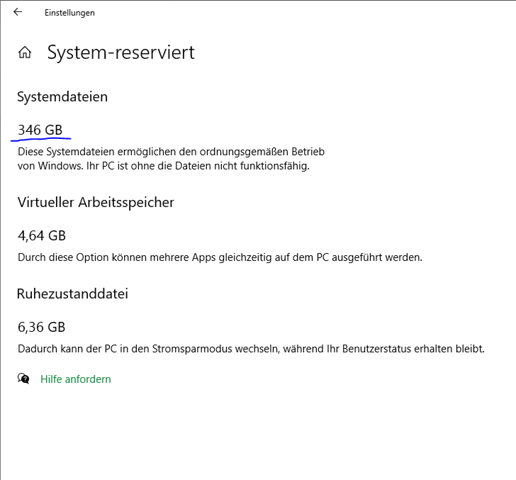 Warum wird bei meinem Computer der meiste Speicherplatz für das System verbraucht?