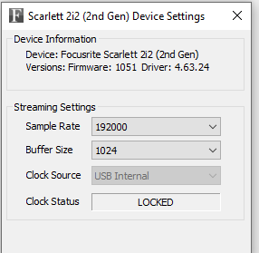 Focusrite Scarlett 2i2 USB "Keine Buchseninformationen verfügbar"?