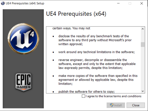 ue4 prerequisites (x64) ohne Admin rechte herrunterladen?