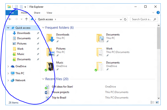 Windows 10: wo sind der Schnellzugriff und die Laufwerksauswahl hin?