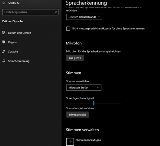 Windows 10 männliche Sprachausgabe?