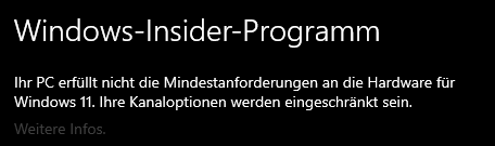 windows 11 pc erfüllt nicht die anforderungen?