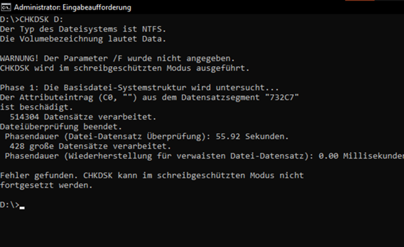 Kann auf OneDrive Datei nicht löschen - CHKDSK Fehlersuche?
