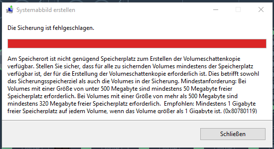 Windows 10 Systemabbild funktioniert nicht?