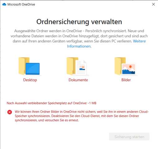 Warum zeigt mir OneDrive diese Fehlermeldung?