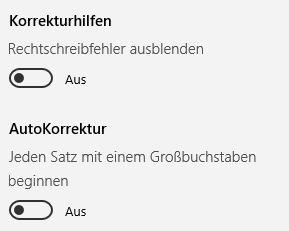 AutoKorrektur deaktivieren Windows 10 / OneNote?