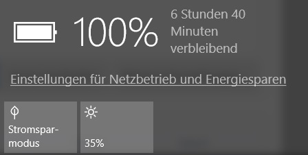 Windows 10 Akkulaufzeit wird nur in Prozent nicht als Zeit angezeigt?