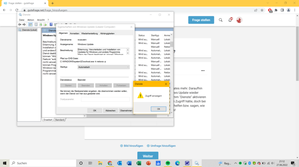 Windows Update lässt sich nicht mehr aktivieren?