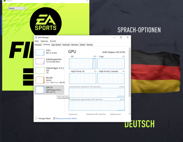 FIFA 22 100% GPU Auslastung?