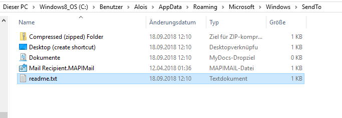 W10 Home - E-Mail Empfänger wird nicht im "Senden an" Menü angeboten
