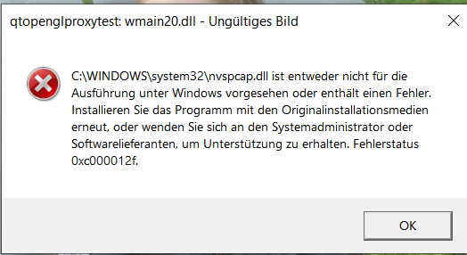 Fehlermeldung wmain20.dll - ungültiges Bild s. Anhang